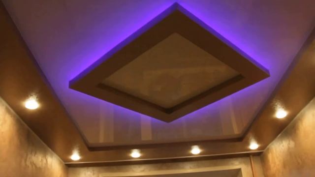 Фактурный потолок с подсветкой в 2 уровня. смотреть онлайн