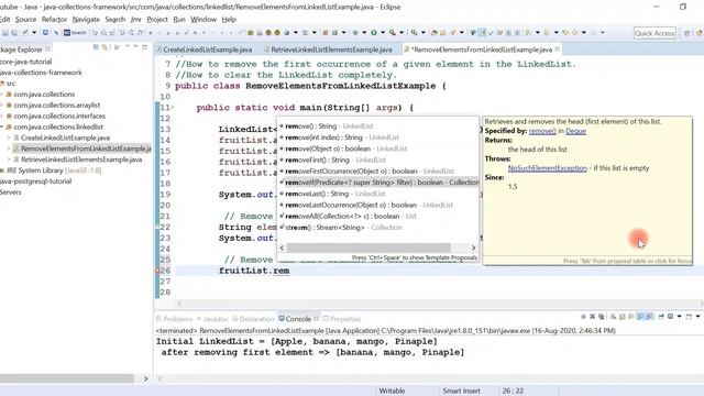 Collection Framework in Java - #16 - Removing Elements from a LinkedList смотреть онлайн