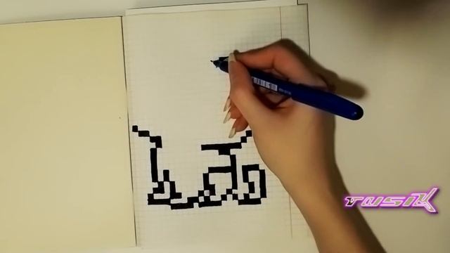 Как нарисовать милого котенка по клеточкам в тетради. смотреть онлайн