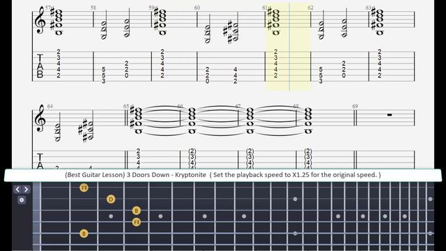 (Best Guitar Lesson) 3 Doors Down - Kryptonite (slow speed for lesson) смотреть онлайн