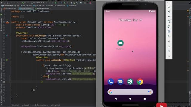 Android Firebase Messaging-5| How to Retrieve FCM Registration Token & Send Message to Single Devic смотреть онлайн