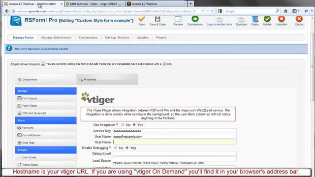 RSForm!Pro - vtiger integration смотреть онлайн