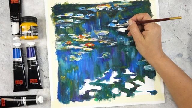 Рисуем гуашью как великие художники! Свободная копия картины Моне «Кувшинки». смотреть онлайн