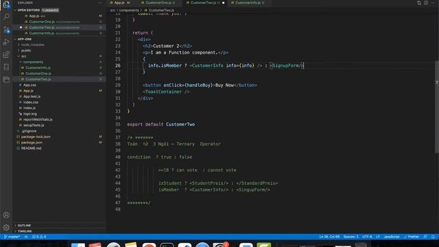 React Js 2022: Toán tử 3 ngôi (Ternary Operator) смотреть онлайн