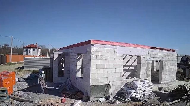 Таймлапс Строительство капитального дома из Газобетона ускоренная съемка [Timelapse] смотреть онлайн