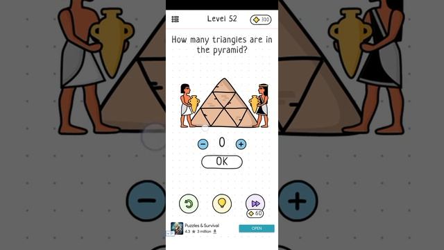 Hit The Brain Level 93 How many triangles are in the pyramid? Gameplay Solution Walkthrough смотреть онлайн