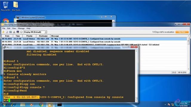 CCNA 200-125 Exam: Syslog messages with GNS3 and Kiwi Syslog Server смотреть онлайн