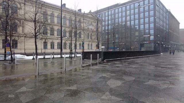 Winter Snowfall Walk Through Helsinki City Center (March 2020)