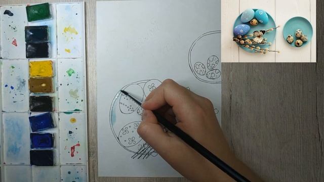 Как нарисовать открытку на Пасху акварелью. Уроки рисования. Скетчинг для начинающих смотреть онлайн