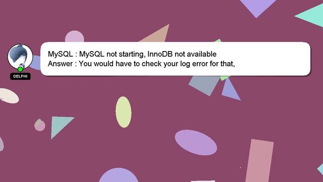 MySQL : MySQL not starting, InnoDB not available смотреть онлайн