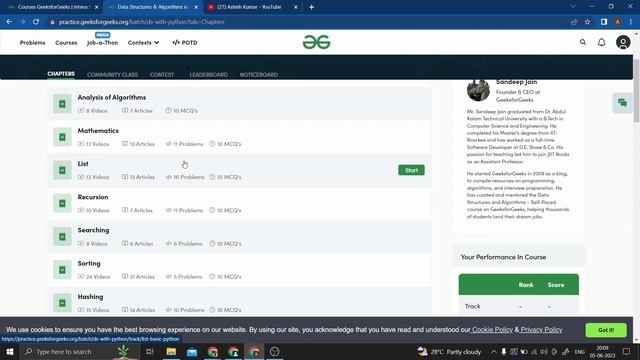 GeeksForGeeks DSA Self Paced in Python Review смотреть онлайн