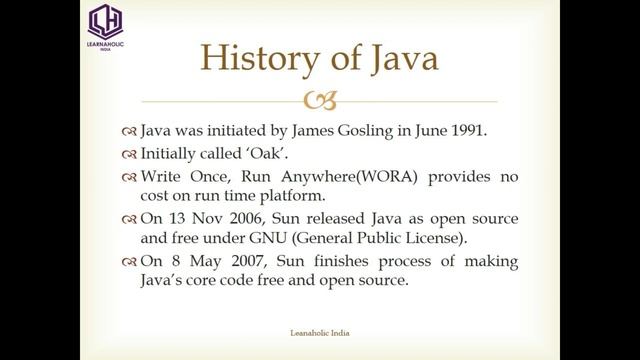 History of Java Programming Language | Features of Java | Learnaholic India смотреть онлайн