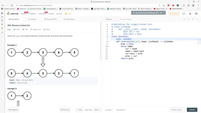 LeetCode 206 | 反转链表 | Reverse Linked List | Python смотреть онлайн