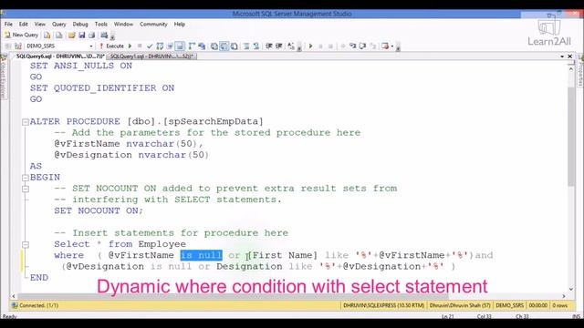 Create dynamic where condition with select statement in SQL SERVER смотреть онлайн