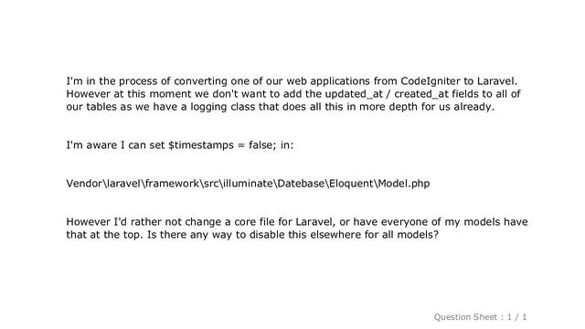 PHP : Disable Laravel's Eloquent timestamps смотреть онлайн