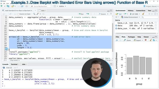 Add Standard Error Bars to Barchart (2 Examples) | Draw Barplot in Base R & ggplot2 | stat_summary( смотреть онлайн