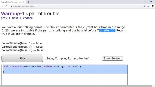 07 Codingbat | Warmup 1 | parrot trouble | Java coding practice | Ui Brains | by Naveen Saggam смотреть онлайн