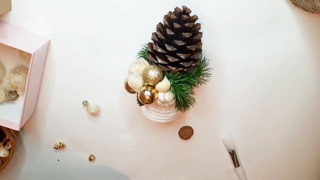 Шишка в стакане/Новогодний декор/DYI GATTA-NERA