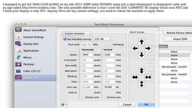 Apple: How do I get my late-2012 MacBook Pro to work with my Seiki 39 inch 4k monitor? смотреть онлайн