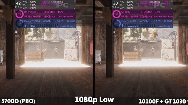 Ryzen 7 5700G VS Core i3 10100F + GT 1030 Benchmark смотреть онлайн