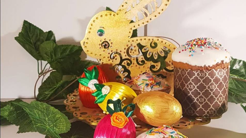 Скоро Пасха. Подставка под яйца и куличи. смотреть онлайн