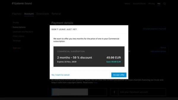 Как отменить подписку на Epidemic Sound после бесплатного месяца?