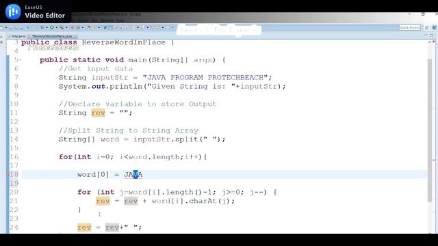 How to Reverse the word in place for given String | Java Program смотреть онлайн