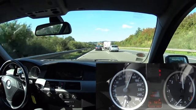BMW E60 520i Top Speed Drive On German Autobahn. В Германии на автобане.