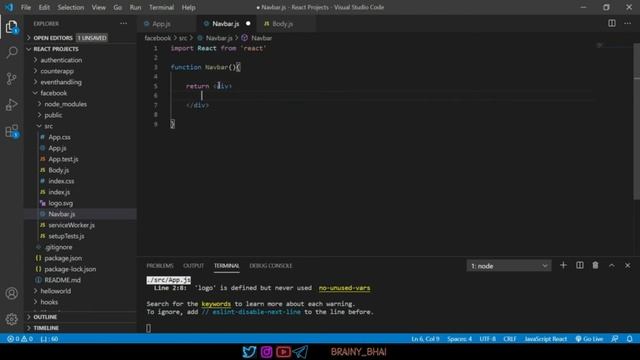 Project - 3 Facebook Part I ll React JS full Playlist 2022 ll Brainy Bhai смотреть онлайн