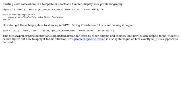 Wordpress: WPML - how to translate user profile fields with icl_t()? смотреть онлайн