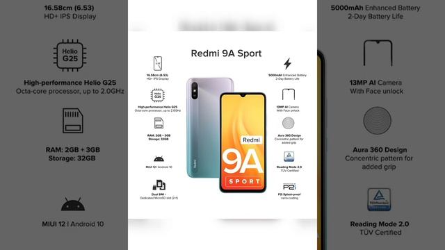 Redmi 9A, 2GB RAM, 32GB Storage | 2GHz Octa -Core Helio G25 Processor | 5000 mAh Battery смотреть онлайн