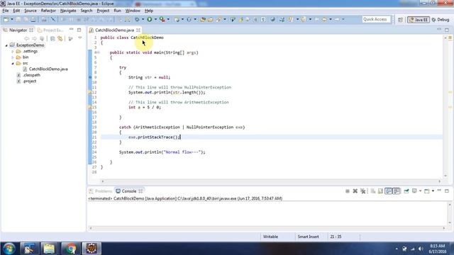 The catch block handle more than one type of exception | Java Exception handling смотреть онлайн