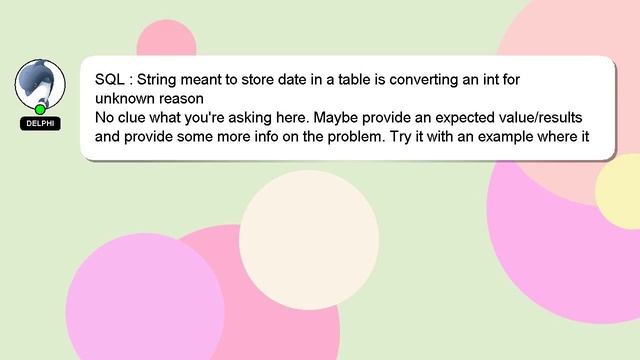 SQL : String meant to store date in a table is converting an int for unknown reason смотреть онлайн