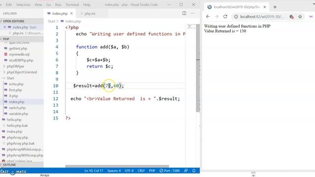 21 Function returning value in PHP смотреть онлайн