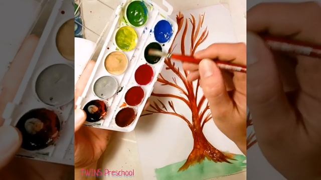 Русуем с детьми акварелью "Весеннее дерево" ?? смотреть онлайн