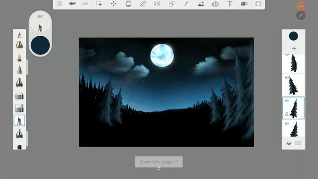 How to paint a night landscape with Autodesk Sketchbook Mobile смотреть онлайн