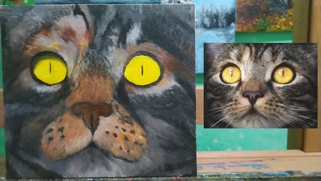 Как нарисовать кота маслом|учимся рисовать кота|поэтапно|How to draw a cat with oil смотреть онлайн