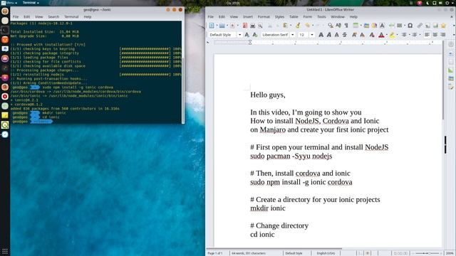 How to install NodeJS, Cordova, Ionic on Manjaro, Arch Linux смотреть онлайн
