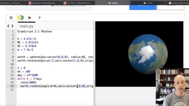 Modeling Geostationary Orbits in GlowScript Vpython смотреть онлайн