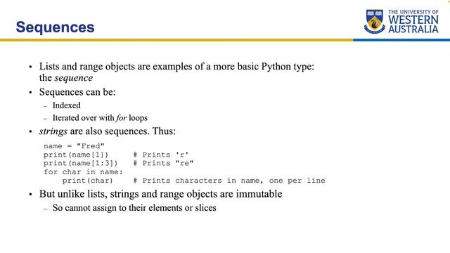 UWA CSSE Core Python Programming - For Loops смотреть онлайн