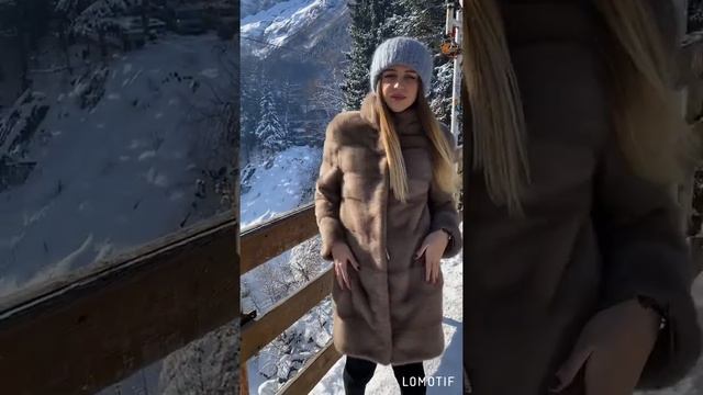 Шуба из норки, модель «Кокон», цвет Соболь, воротник стойка смотреть онлайн