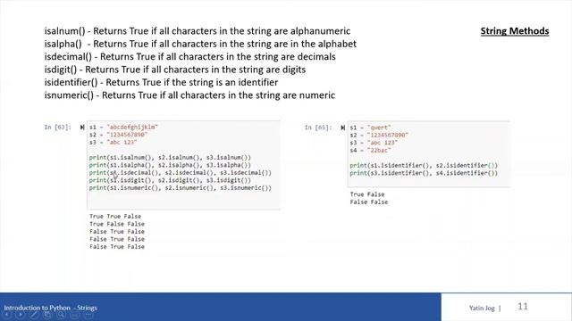 Python String Methods - isalnum(), isalpha(), isdecimal(), isdigit(), isidentifier(), isnumeric() смотреть онлайн