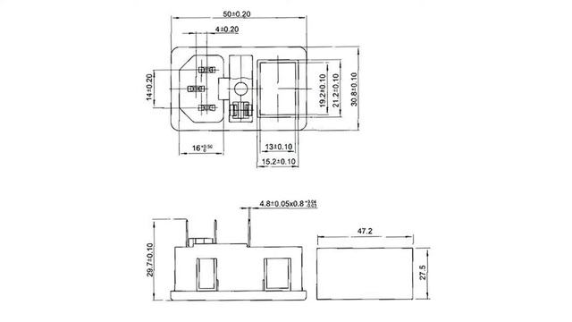 С предохранителем 10 А! Красный кулисный выключатель с плавким предохранителем IEC320 C14
