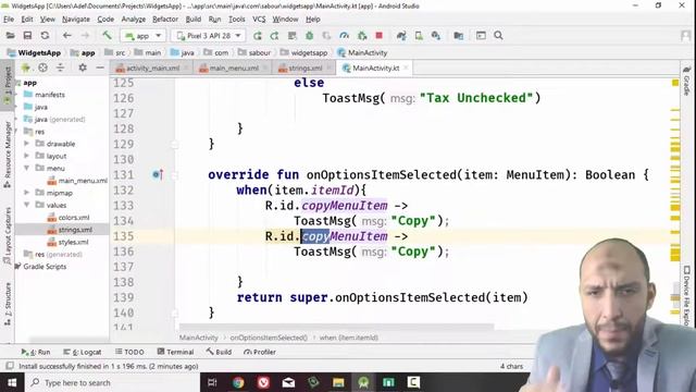 52 Android Kotlin WidgetsApp Options Menu onOptionsItemSelected, itemId смотреть онлайн