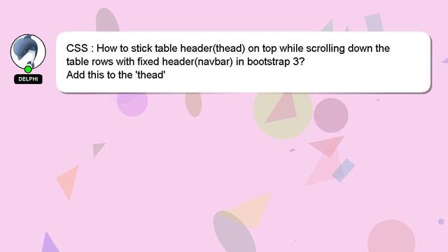 CSS : How to stick table header(thead) on top while scrolling down the table rows with fixed header смотреть онлайн