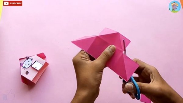 Paper Hello Kitty House /How to make beautifull paper house origami paper house ||kids craft