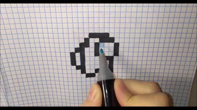 Как рисовать Амонг Ас по клеточкам в тетради! #36 - #pixelart. How To Draw Donut. смотреть онлайн
