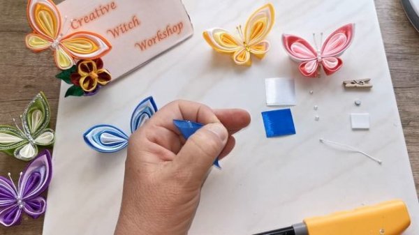 DIY/ Butterfly decoration/ Satin ribbon butterfly/ Kanzashi satin ribbon / Creative craft/ Handmade