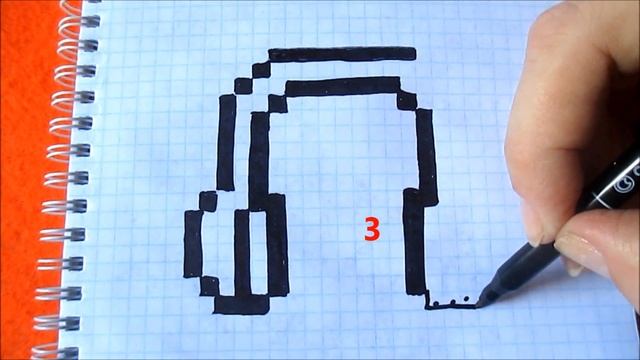 Как рисовать по клеточкам Простые Наушники How to Draw headphones Pixel Art смотреть онлайн