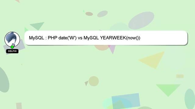 MySQL : PHP date('W') vs MySQL YEARWEEK(now()) смотреть онлайн